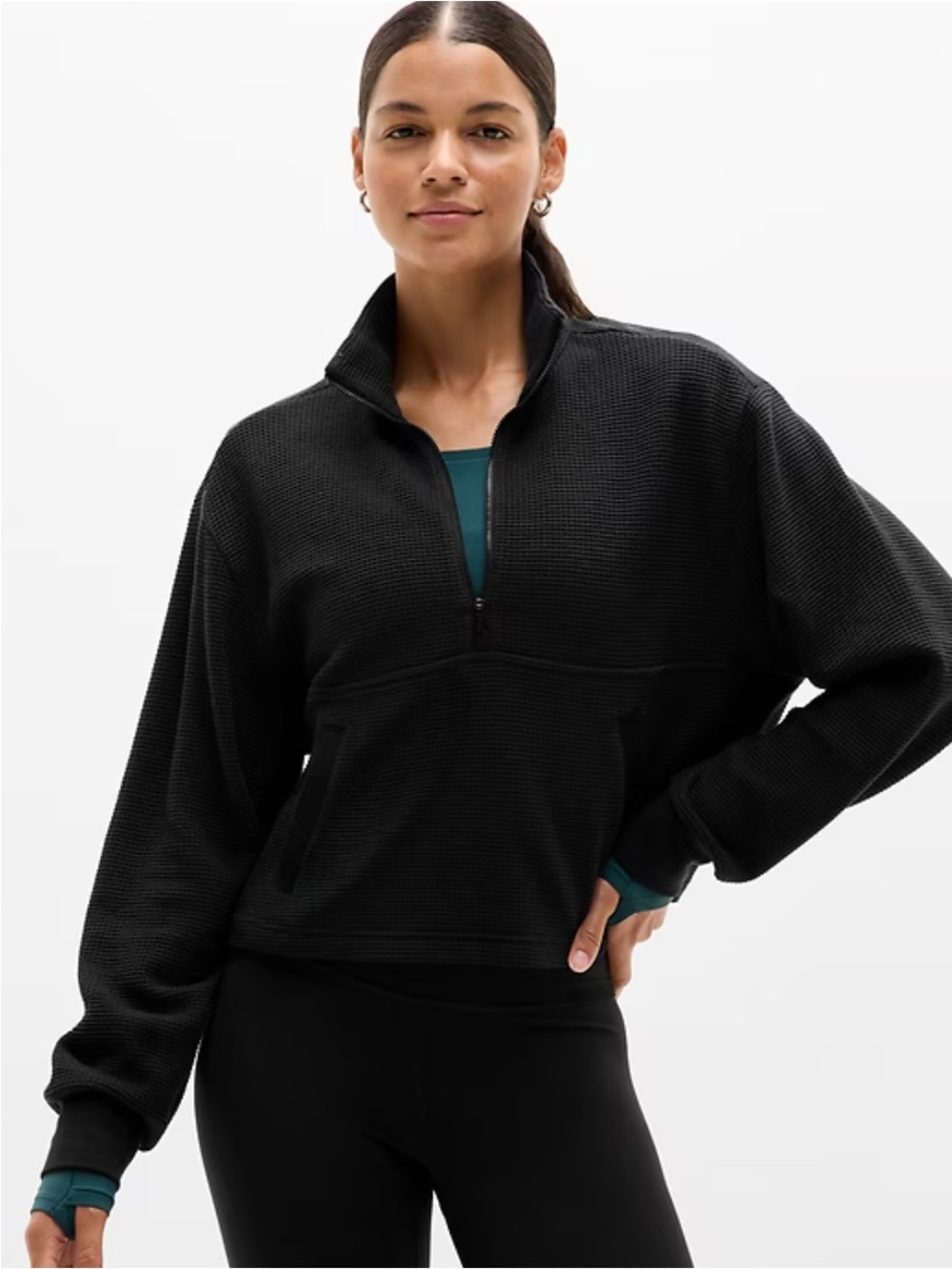 BNWT Athleta Tranquil Waffle 1/2 Zip Sweatshirt